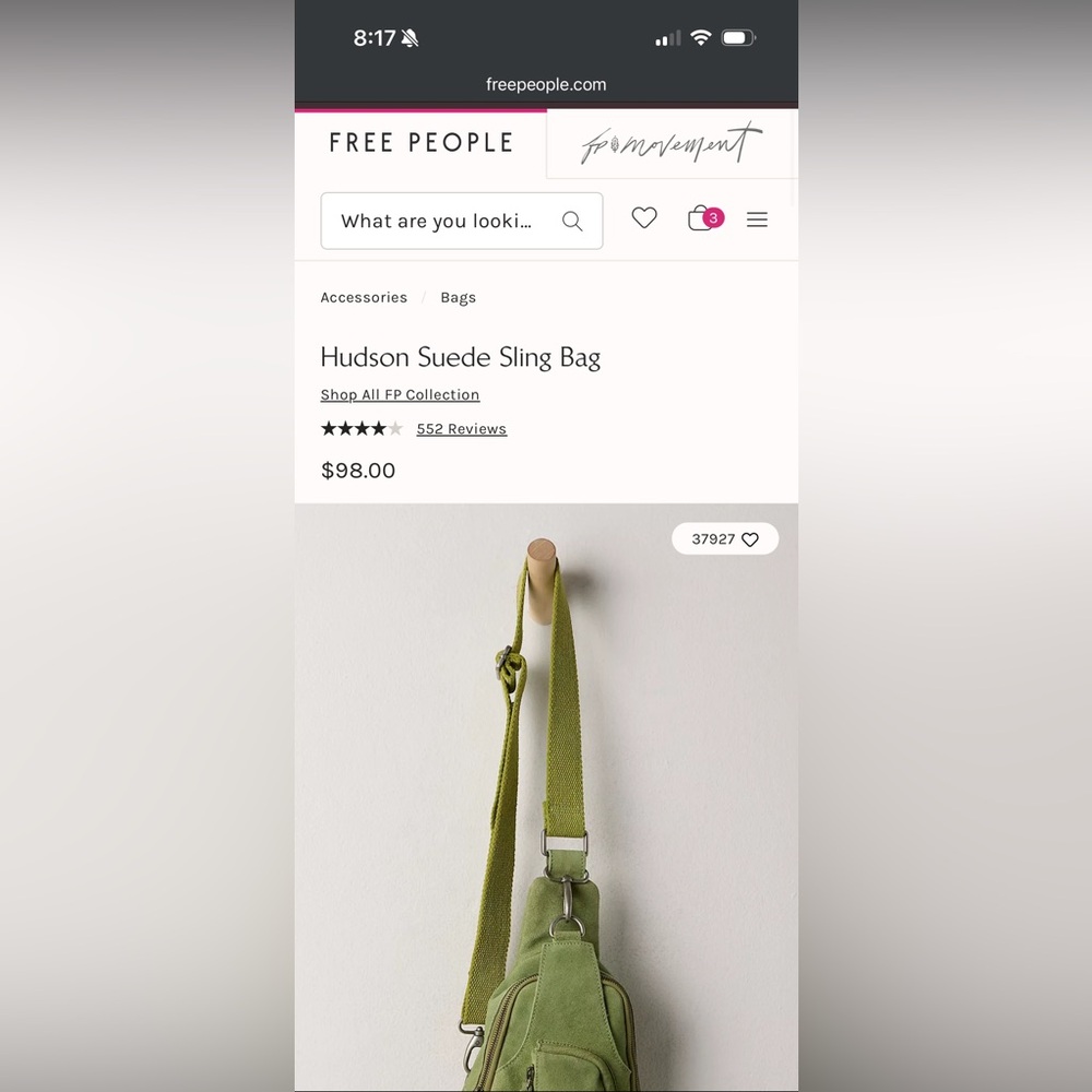 Free People Green Hudson Suede Sling Bag